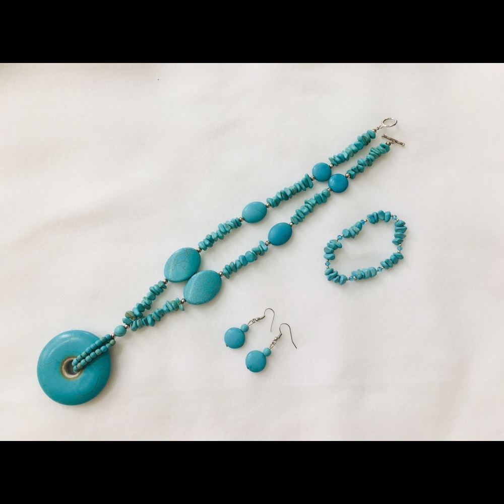 lapis lazuli tortoise necklace, bracelet, earrings